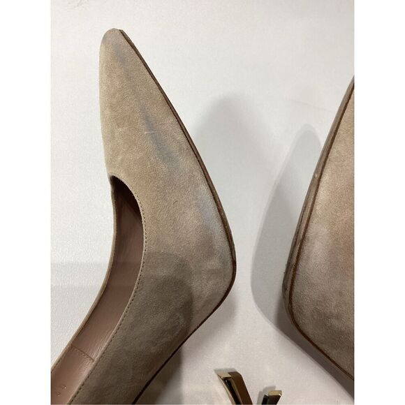 Saint Laurent Opyum Suede Beige Pump Size EU 40 Light Gold YSL Heel - Picture 8 of 16